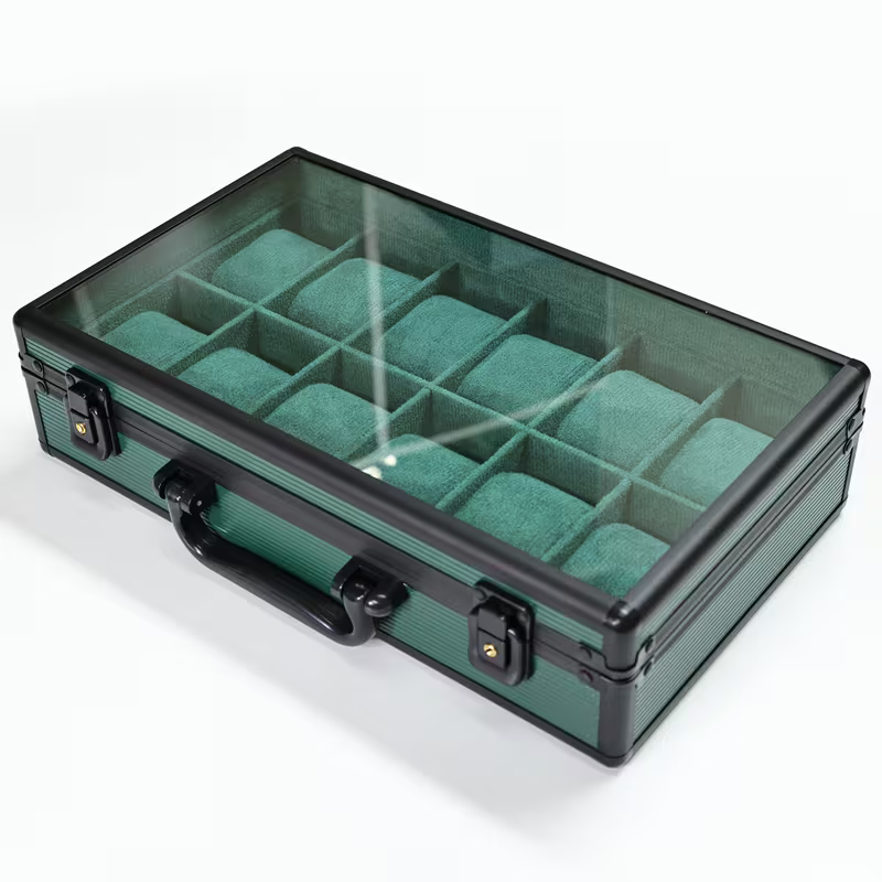 Mont Vellore racing-green vault, closed, with clear viewing lid